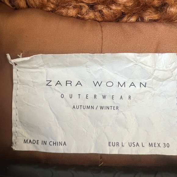 Zara faux fur curly lapel collar jacket - Picture 4 of 4